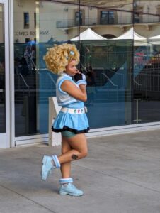 Cosplayers at the Magical Girl cosplay gathering dressed up at Fanime