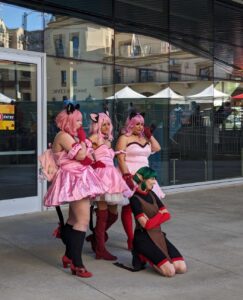 Cosplayers at the Magical Girl cosplay gathering dressed up at Fanime