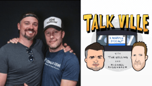 picture of tom welling and michael rosenbaum and the talk ville podcast cover art