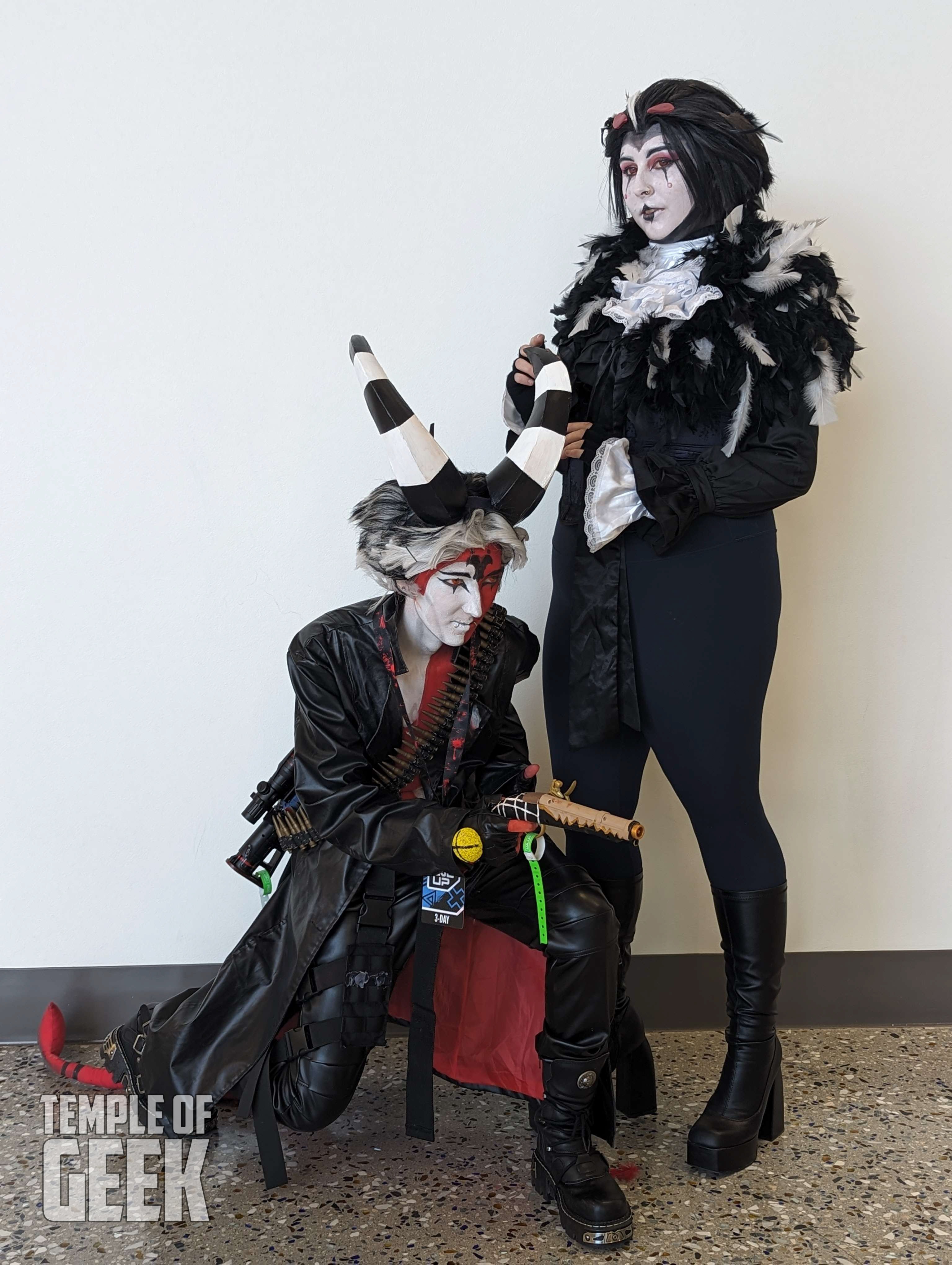 Cosplayer dressing up as Hazbin Hotel characters at LVL UP EXPO inside the convention center