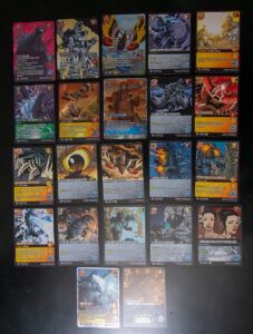 Godzilla UniVersus Challenger Series Cards layed out in grid view.