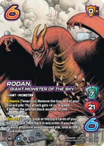 GODZILLA Challenger Series for King Ghidorah + Rodan" character card, Rodan character card.