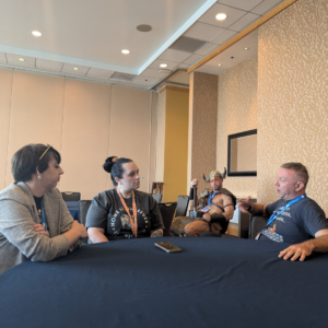 Sarah David Reynolds and David Carpenter talk with Jenna Wrenn at SDCC