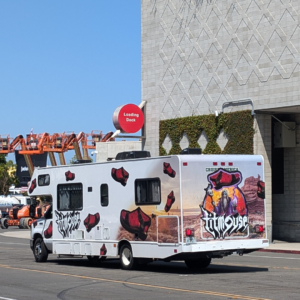 The Titmouse RV outside of the San Diego convention center