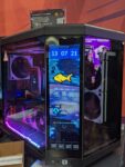 iBUYPOWER booth at Anime Expo displaying prebuilt gaming pcs, feat the Y70 Touch System