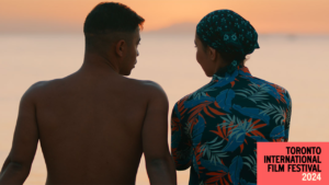 TIFF North African & Middle Eastern cover image featuring a still from Front Row showing two young people sitting on a beach