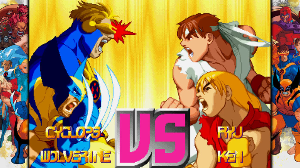 Versus Screen: Cyclops and Wolverine vs. Ryu and Ken