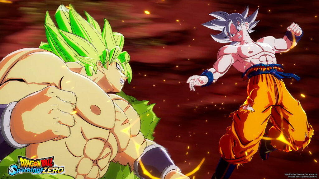 Broly facing off against Goku in Dragon Ball: Sparking! Zero