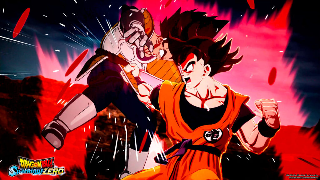 Vegeta getting punched by Goku