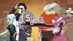 Spill the Beans Logo with key characters around