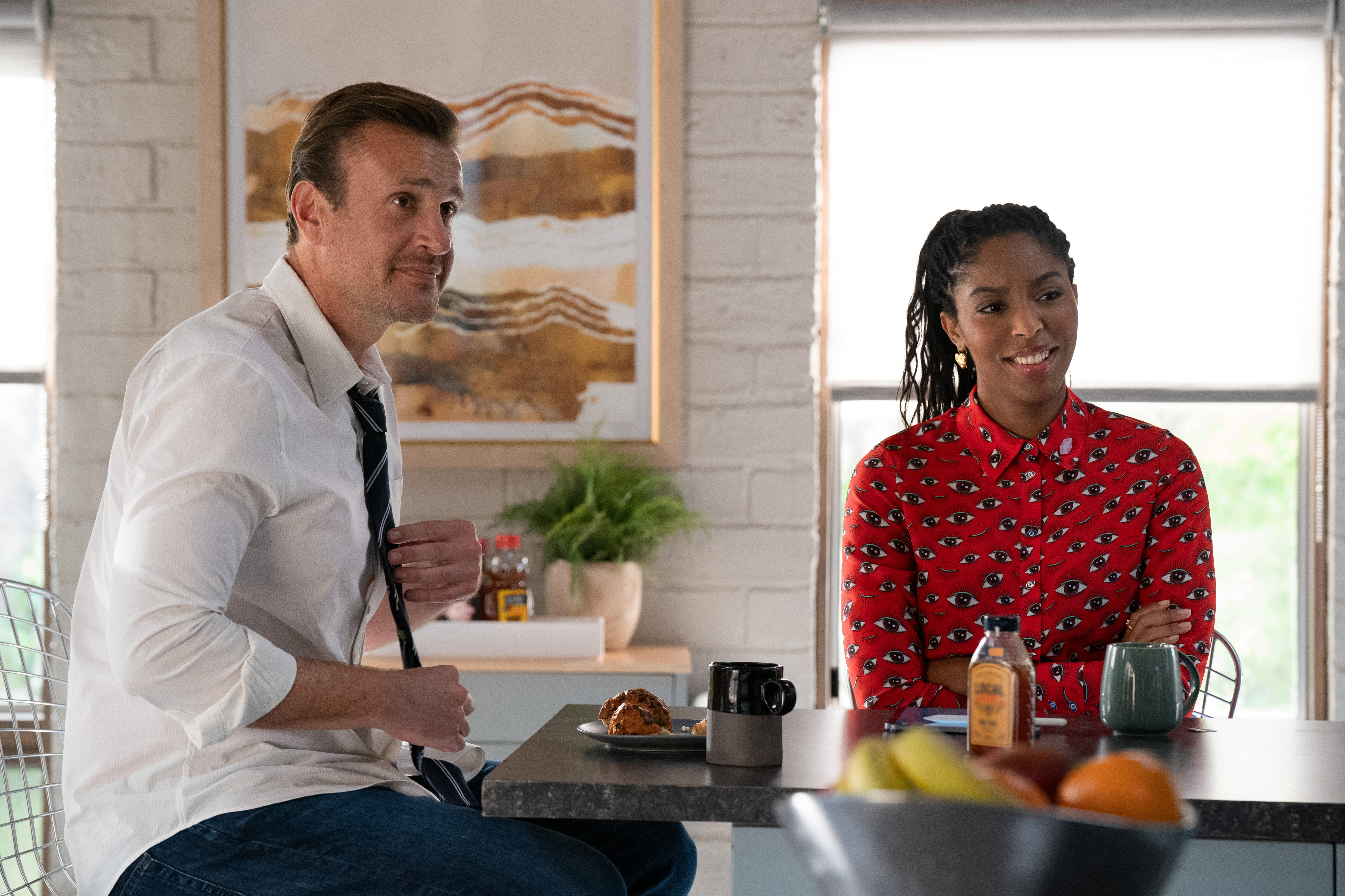 Jason Segel and Jessica Williams in "Shrinking," now streaming on Apple TV+. 