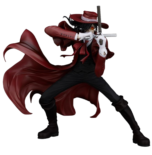 alucard holding weapons in the shape of a cross